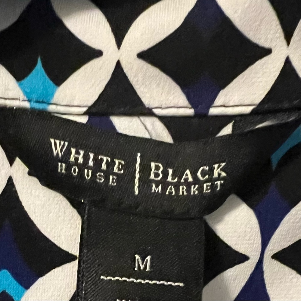 π White House Black Market Black and White A-line Dress with Tie Front (SIZE M) - Picture 8 of 9
